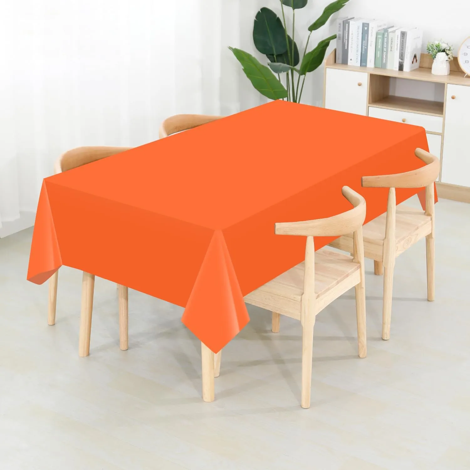 54 Inch X 300 Feet Plastic Table Cover Roll Premium Disposable Plastic Tablecloth for All Type/Shape Tables | Picnic, Party, Banquet, Birthdays, Weddings (Orange, 54 Inch X 300 Feet)