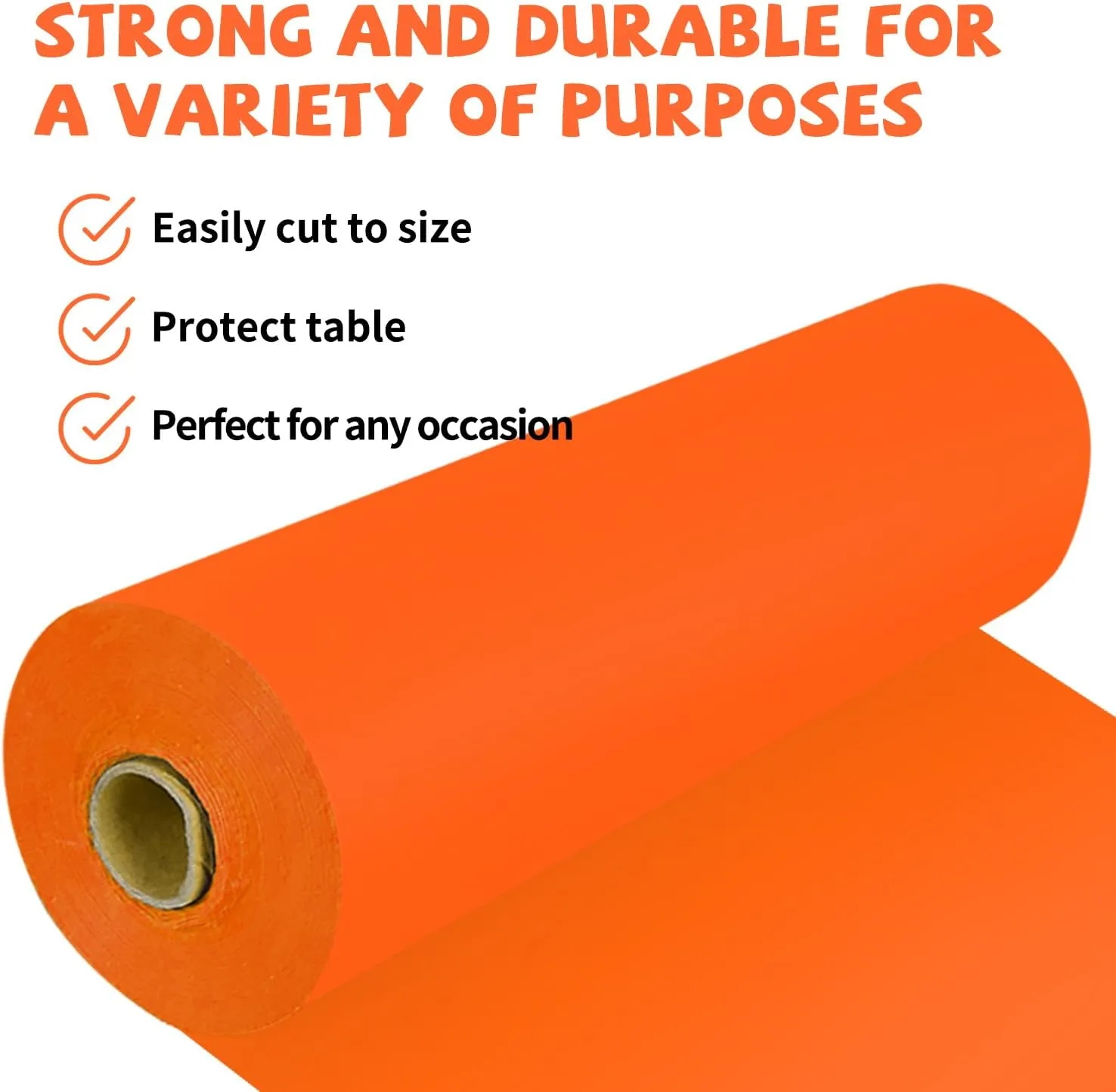 54 Inch X 300 Feet Plastic Table Cover Roll Premium Disposable Plastic Tablecloth for All Type/Shape Tables | Picnic, Party, Banquet, Birthdays, Weddings (Orange, 54 Inch X 300 Feet)