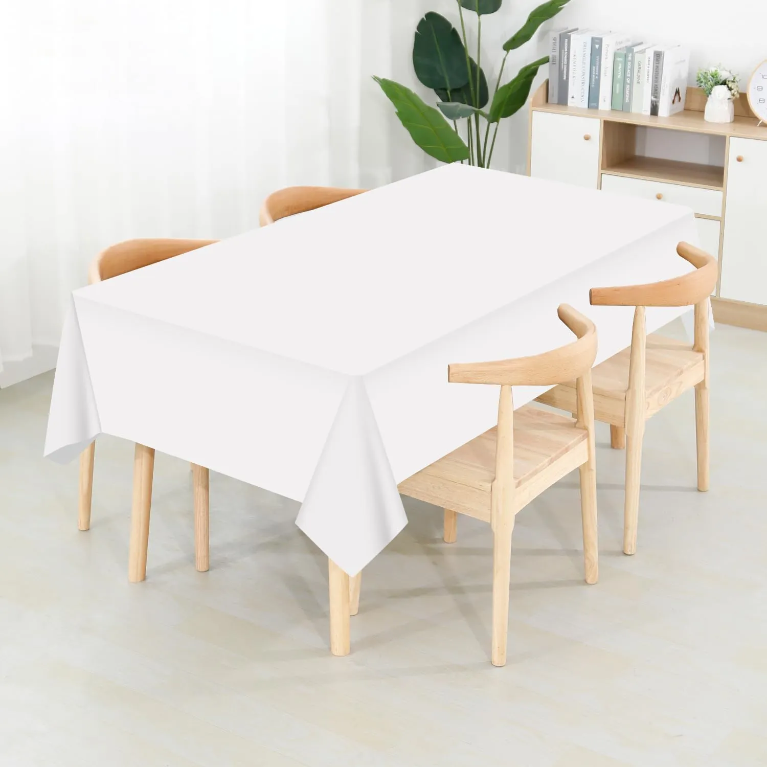 54 Inch X 300 Feet Plastic Table Cover Roll Premium Disposable Plastic Tablecloth for All Type/Shape Tables | Picnic, Party, Banquet, Birthdays, Weddings (White, 54 Inch X 300 Feet)