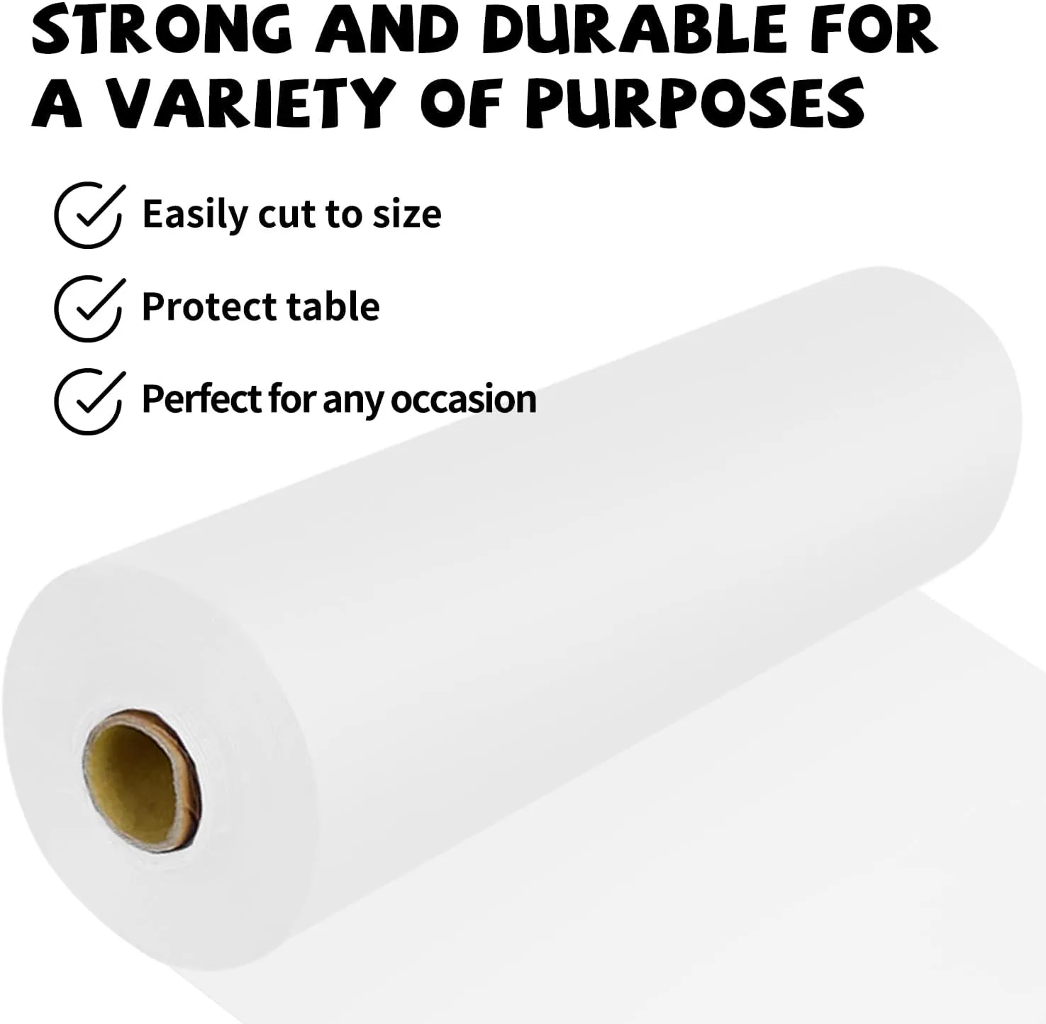 54 Inch X 300 Feet Plastic Table Cover Roll Premium Disposable Plastic Tablecloth for All Type/Shape Tables | Picnic, Party, Banquet, Birthdays, Weddings (White, 54 Inch X 300 Feet)