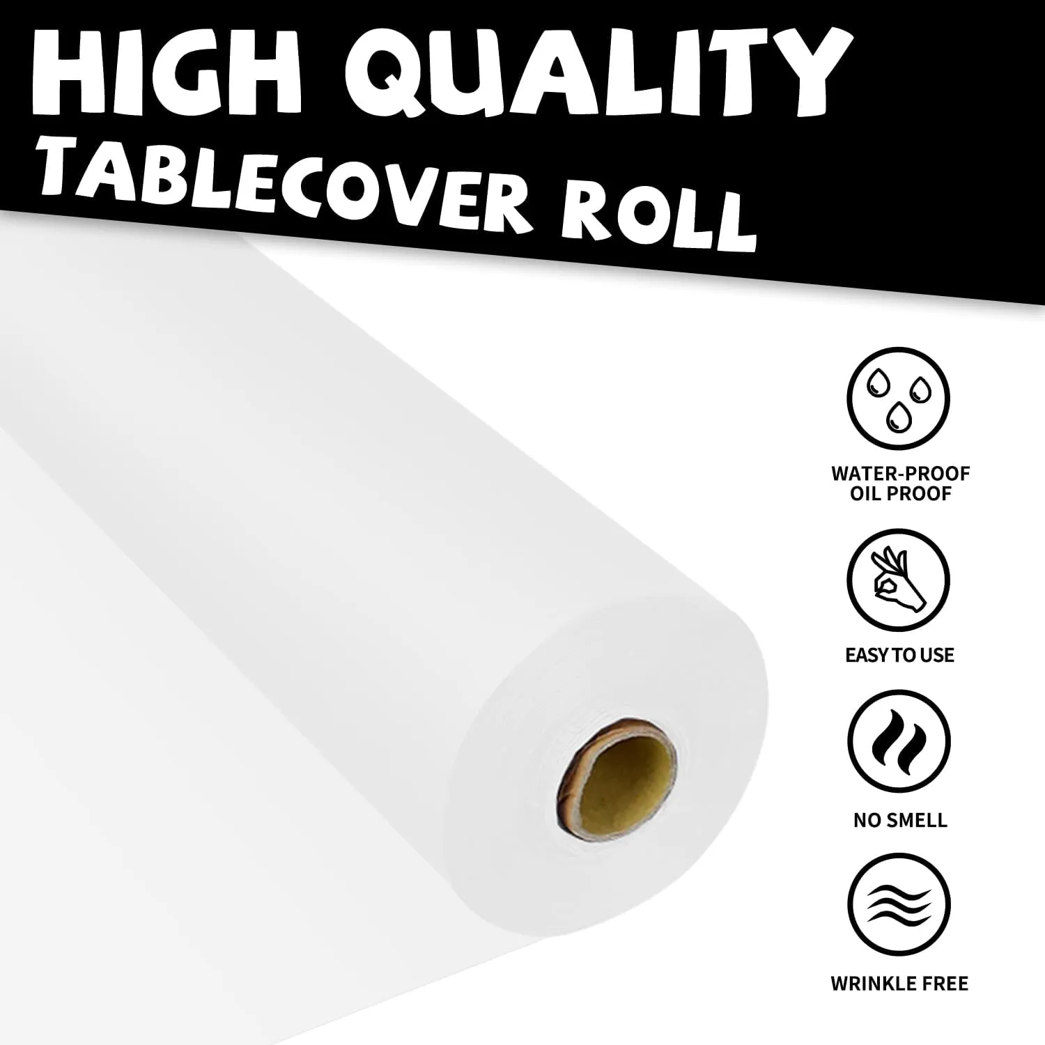 54 Inch X 300 Feet Plastic Table Cover Roll Premium Disposable Plastic Tablecloth for All Type/Shape Tables | Picnic, Party, Banquet, Birthdays, Weddings (White, 54 Inch X 300 Feet)