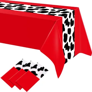 54 x 108 Inch Cow Tablecloth for Party Decor Western Table Cloth Cowboy Print Plastic Rustic Table Runner Highland My First Rodeo Toys Farm Animal Holiday Story(Elegant Pattern,6 Pcs)