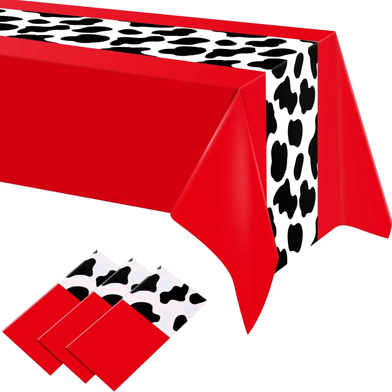 54 x 108 Inch Cow Tablecloth for Party Decor Western Table Cloth Cowboy Print Plastic Rustic Table Runner Highland My First Rodeo Toys Farm Animal Holiday Story(Elegant Pattern,6 Pcs)