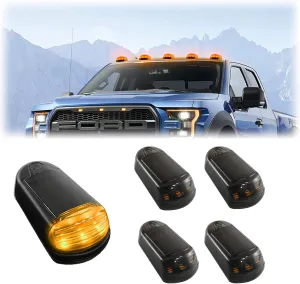5PCS Solar Cab Lights For Truck,No-Drill Installation, Waterproofing,Vibration Sensor Marker Lights,Wireless Led Roof Lights For Car Cab,Solar Powered Cab Lights,No Remote (Yellow light)