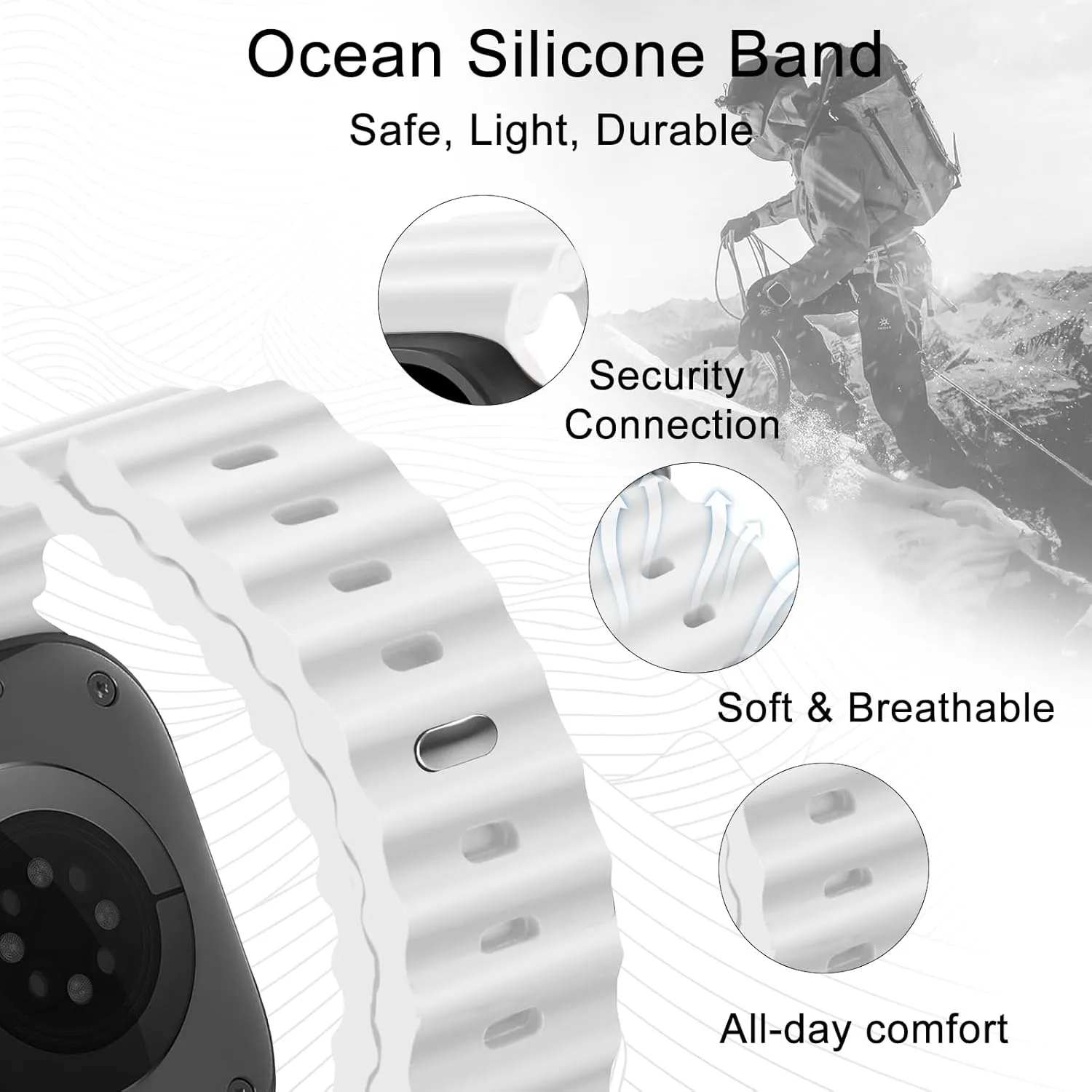 6 Pack Sport Bands - Compatible with Apple Watch Ultra/Ultra 2/Series 4/5/6/7/8/9 44mm 45mm 46mm Men/Women Breatherable Trail/Alpine/Ocean Bands