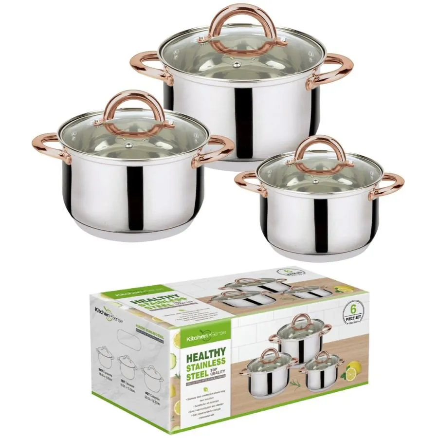 6-Piece: Stainless Steel Casserole Set