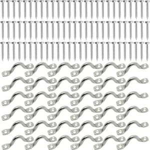 60 Pcs Boat Eye Straps, 316 Stainless Steel Bimini Boat Top Pad Eyes, M5 Kayak Deck Loops with 120 Pcs Screws, Tie Down Points for Kayak, Canoe, Rigging, Hanging U Hooks for Marine Use