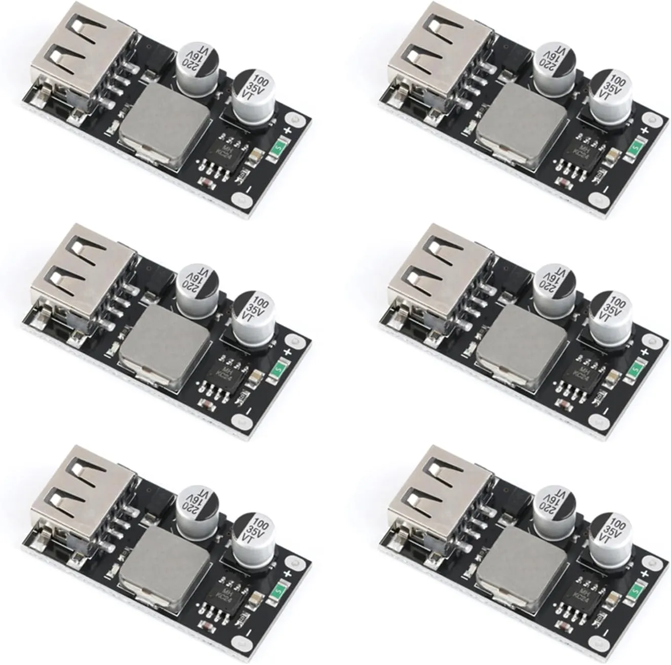 6Pcs DC-DC USB Buck Converter Step Down Module 6-32V 12V 24V to 5V QC 3.0 QC2.0 Power Supply Voltage Regulator USB Mobile Phone Charging Board FCP Volt Transformer Board