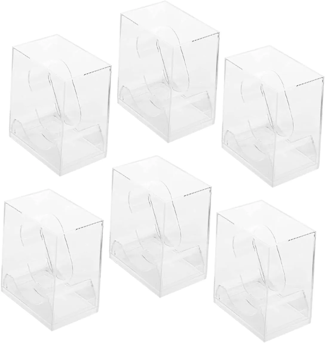 6pcs Watch Jewelry Box Transparent Square Storage Case Anti-scratch Stand for Organizing Watches and Jewelry Durable Lightweight Practical Design for Men and Women