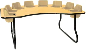 8-Seat Feeding Table, Maple Top, Sand Seats