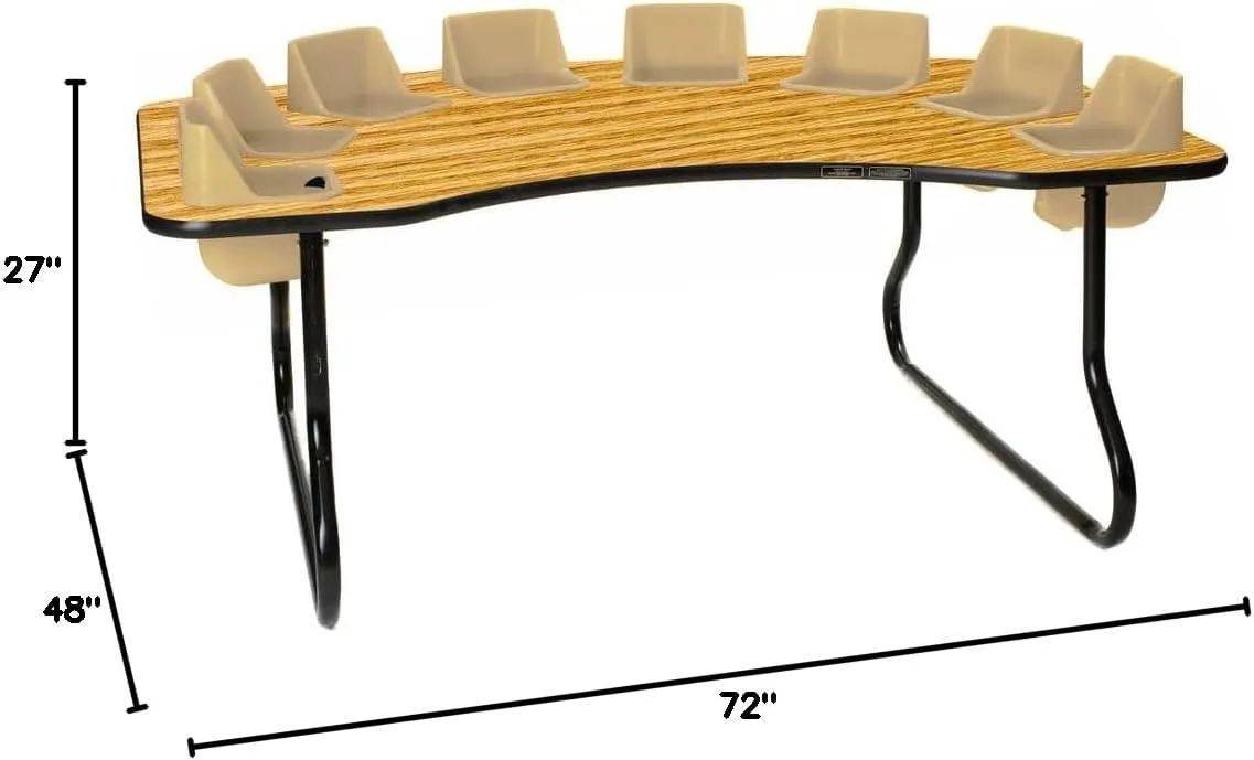8-Seat Feeding Table, Oak Top, Sand Seats