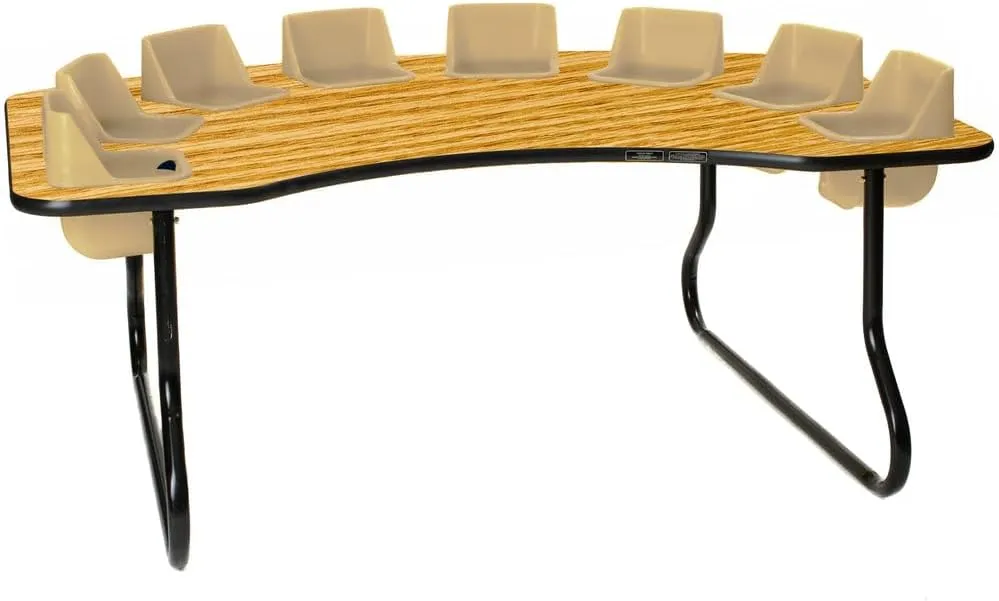 8-Seat Feeding Table, Oak Top, Sand Seats