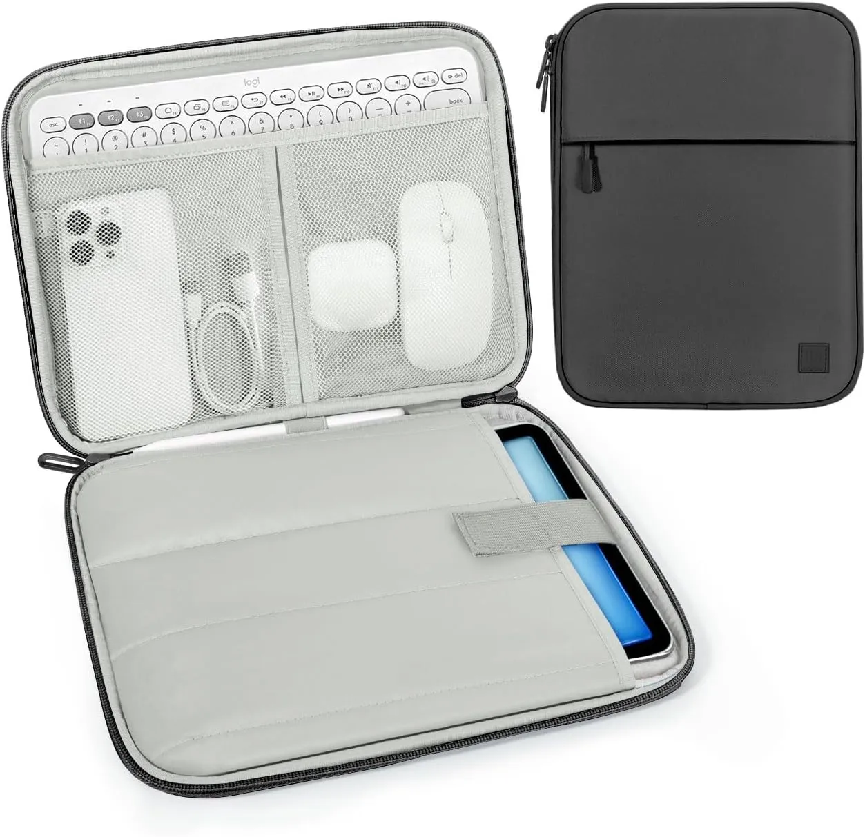 9-11 Inch Tablet Sleeve Padded Carrying Case for iPad 10th Gen 10.9", iPad (A16) 11", iPad 9/8/7th Gen 10.2", iPad Air 11", iPad Pro 11", iPad Air5/4 10.9,Galaxy Tab A9  Plus 11",Black & Gray