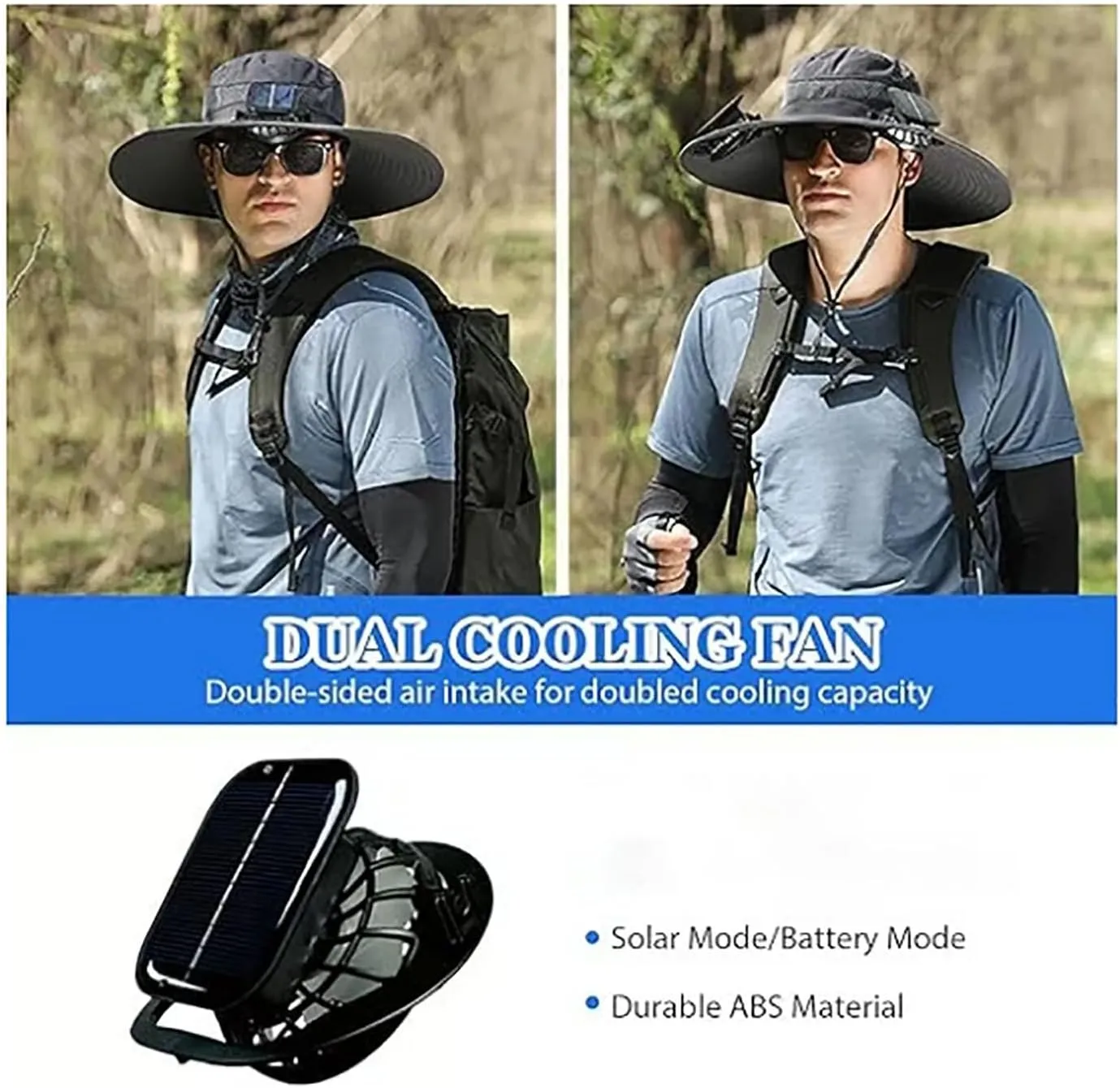 Accustomas Solar Hat,Colitt - Fishing Hat with Built in Fan,Solar Fan Hat,Summer Cooling Ultralight Wide Brim Outdoor Hats