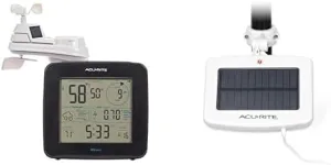 AcuRite Iris® Weather Station with Solar Power Pack, Barometer, Mini Wireless Display for Temperature, Humidity, Wind Speed, Wind Direction, Historic Rainfall Totals, and Hyperlocal Forecast (01122M)