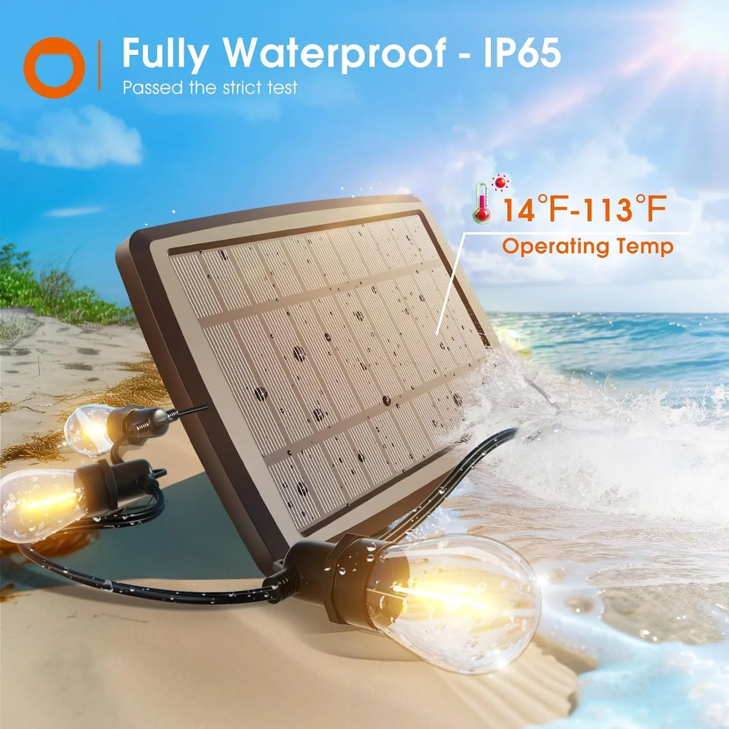 addlon 78(72 6) FT Solar String Lights Outdoor Waterproof with USB Port & Remote Control Solar Patio Lights Long Last for 20 Hrs Dimmable Solar Power LED Bulbs Hanging for Porch Garden Market Bistro