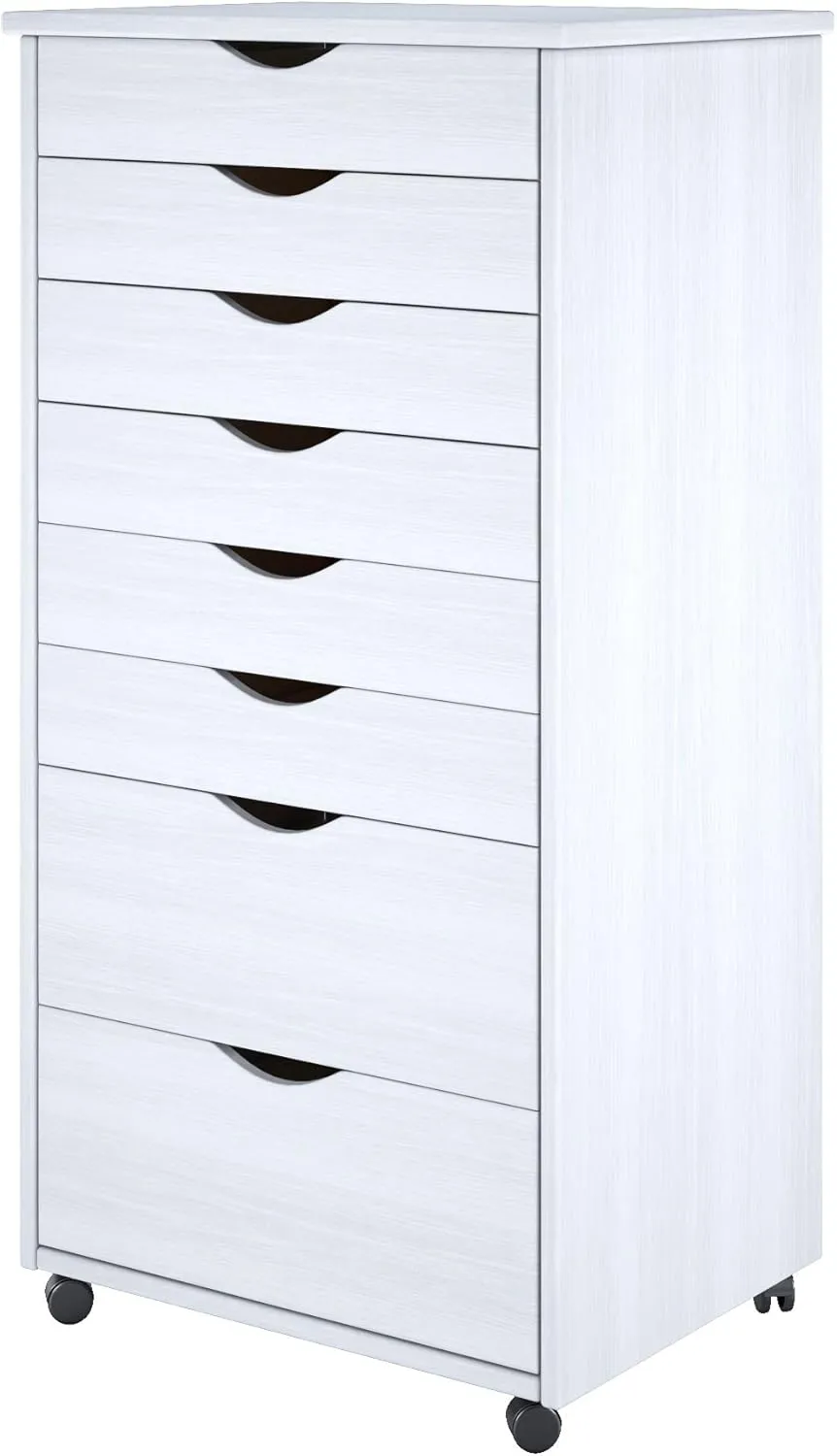 Adeptus Original Roll Cart, Solid Wood, 6 2 Drawer Extra Wide Drawers Roll Carts, White