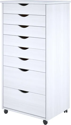 Adeptus Original Roll Cart, Solid Wood, 6 2 Drawer Extra Wide Drawers Roll Carts, White