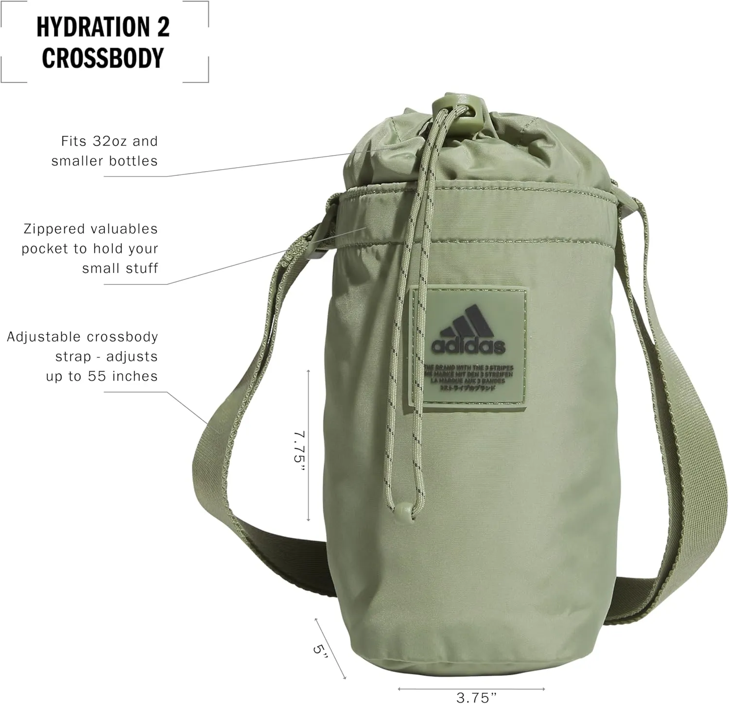 adidas Hydration Crossbody Bag 2.0, Tent Green/Carbon Grey