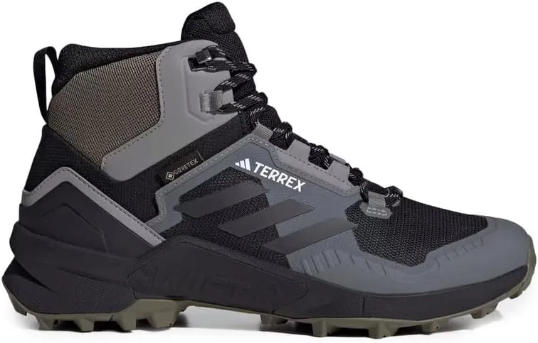 Adidas Terrex Swift R3 Mid Gore-Tex Hiking Shoes, Men's, Core Black/Carbon/Charcoal Solid Grey, US 9.5 M