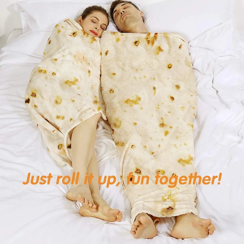 Admitrack Tortilla Envelop Blanket, Burritos Round Envelop, Funny Realistic Food Round Blanket, Novelty Burritos Throw for Adults & Kids (Double Sided)