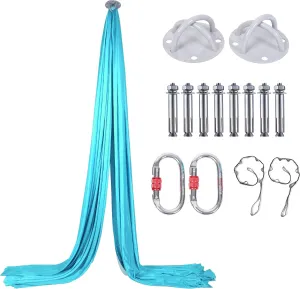 Aerial Silks Kit - 2 Daisy Chains, 2 Stainless Steel Carabiners, 8 Expansion Screws for Concrete Structure, 2 Ceiling Brackets for Aerial Arts & Soft