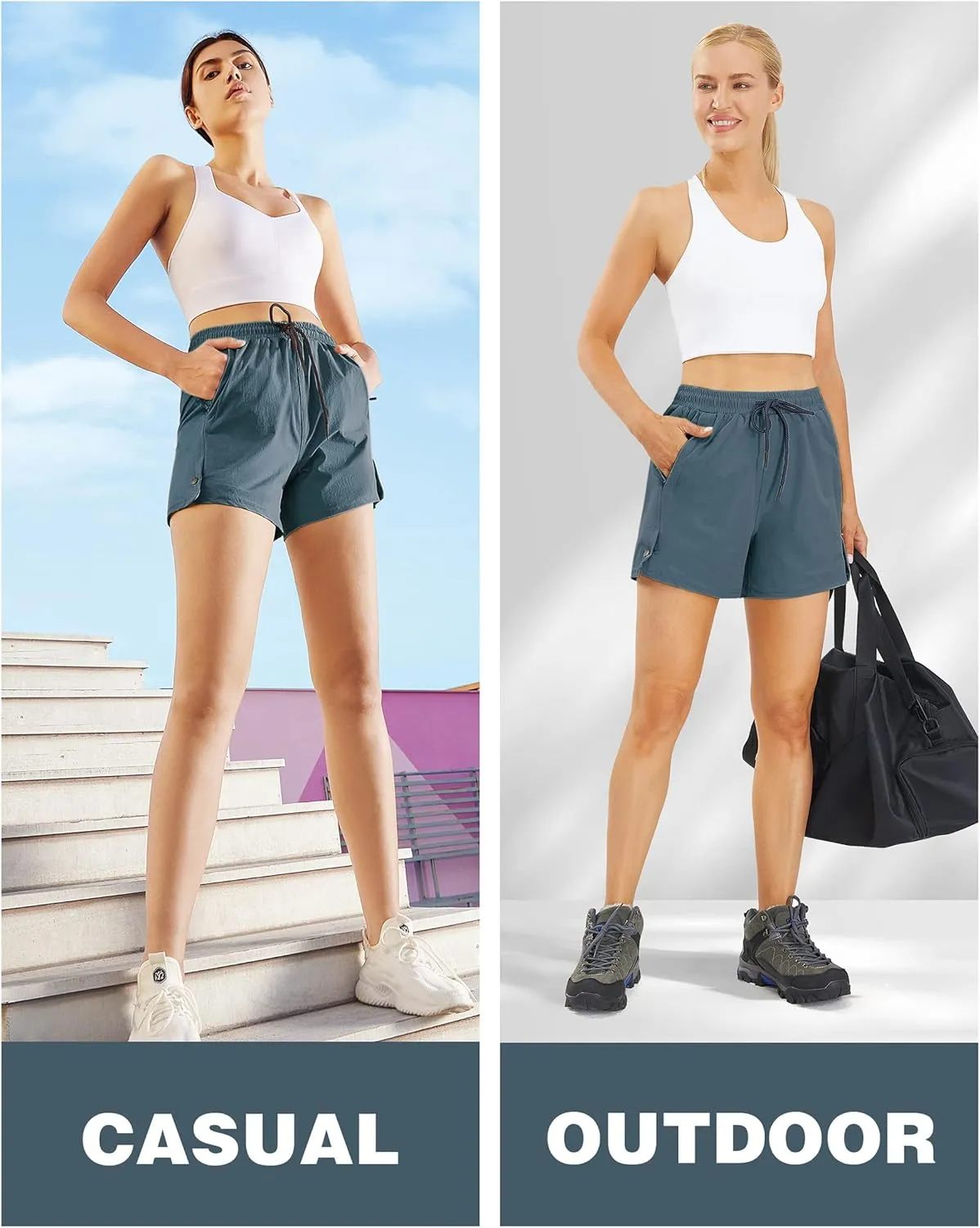 AFITNE Women's 4" Hiking Shorts Quick Dry Lightweight Outdoor Shorts Travel Athletic Golf Shorts with Pockets Water Resistant