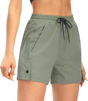 AFITNE Women's 4" Hiking Shorts Quick Dry Lightweight Outdoor Shorts Travel Athletic Golf Shorts with Pockets Water Resistant