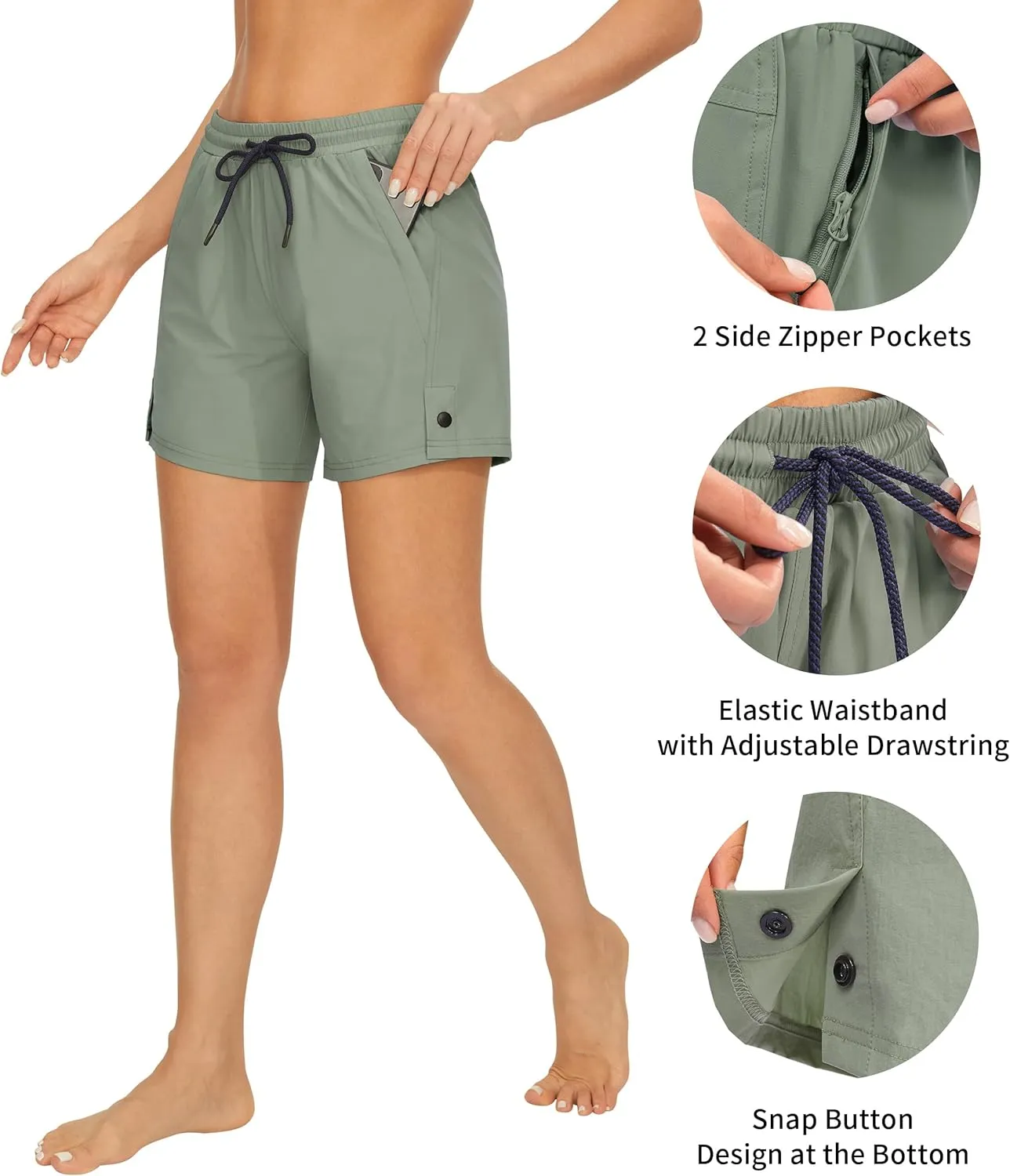 AFITNE Women's 4" Hiking Shorts Quick Dry Lightweight Outdoor Shorts Travel Athletic Golf Shorts with Pockets Water Resistant