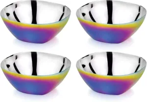 Ahimsa Stainless Steel Bowls for Kids - Pediatrician Designed, 12oz Toddler Bowl, Non Toxic Stainless Steel Snack Bowls Set, Non Plastic Kids Bowl, Dishwasher Safe (Set of 4 Rainbow)