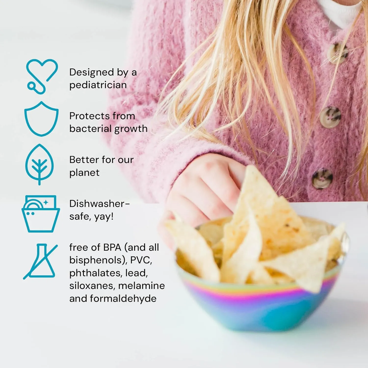 Ahimsa Stainless Steel Bowls for Kids - Pediatrician Designed, 12oz Toddler Bowl, Non Toxic Stainless Steel Snack Bowls Set, Non Plastic Kids Bowl, Dishwasher Safe (Set of 4 Rainbow)