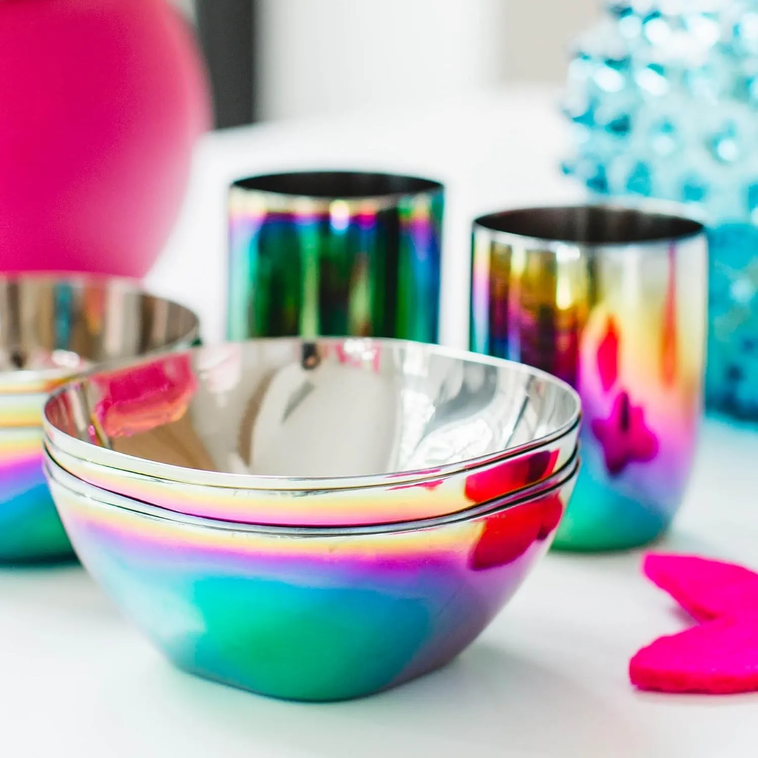 Ahimsa Stainless Steel Bowls for Kids - Pediatrician Designed, 12oz Toddler Bowl, Non Toxic Stainless Steel Snack Bowls Set, Non Plastic Kids Bowl, Dishwasher Safe (Set of 4 Rainbow)