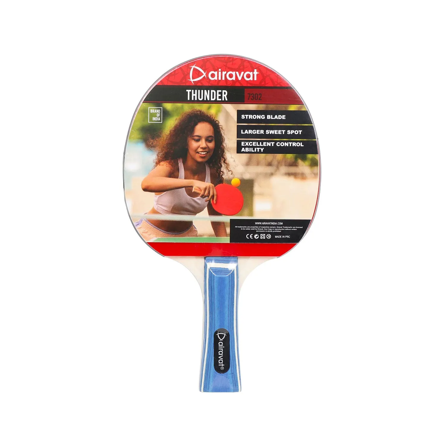 Airavat Thunder 7302 Table Tennis Racquet | Professional Ping Pong Bat for Speed & Spin | Lightweight TT Paddle for All Levels