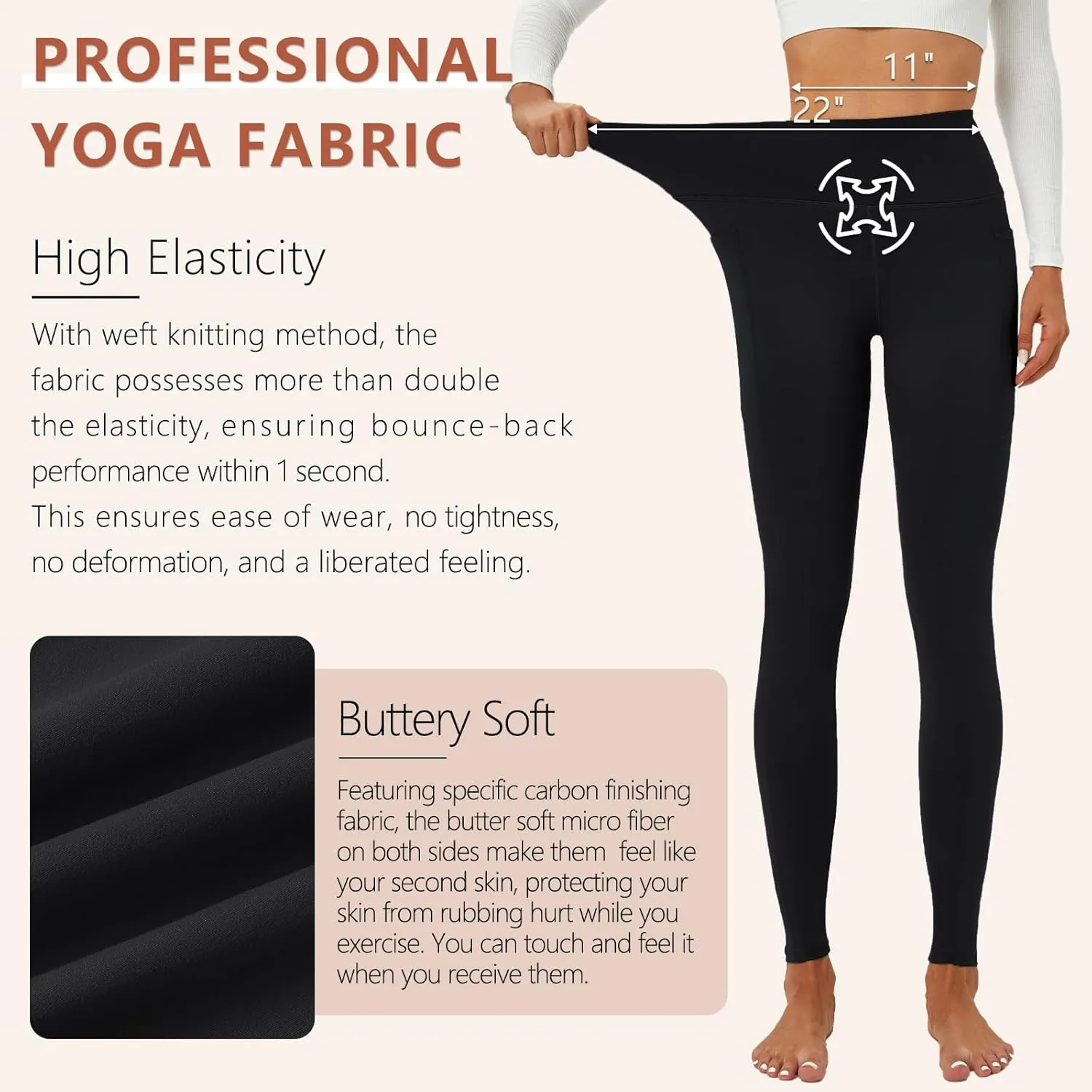 ALAVIKING Yoga Pants for Women Double Layer High Waisted Yoga Leggings Tummy Control Workout Pants with Pocket Stretchy