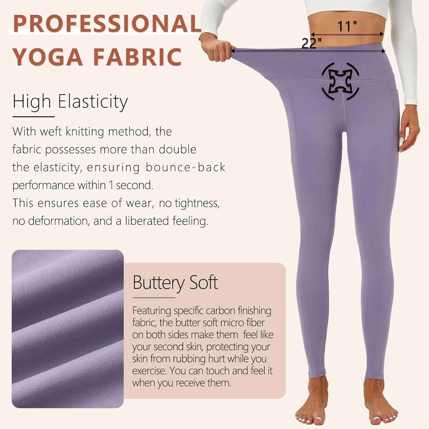 ALAVIKING Yoga Pants for Women Double Layer High Waisted Yoga Leggings Tummy Control Workout Pants with Pocket Stretchy