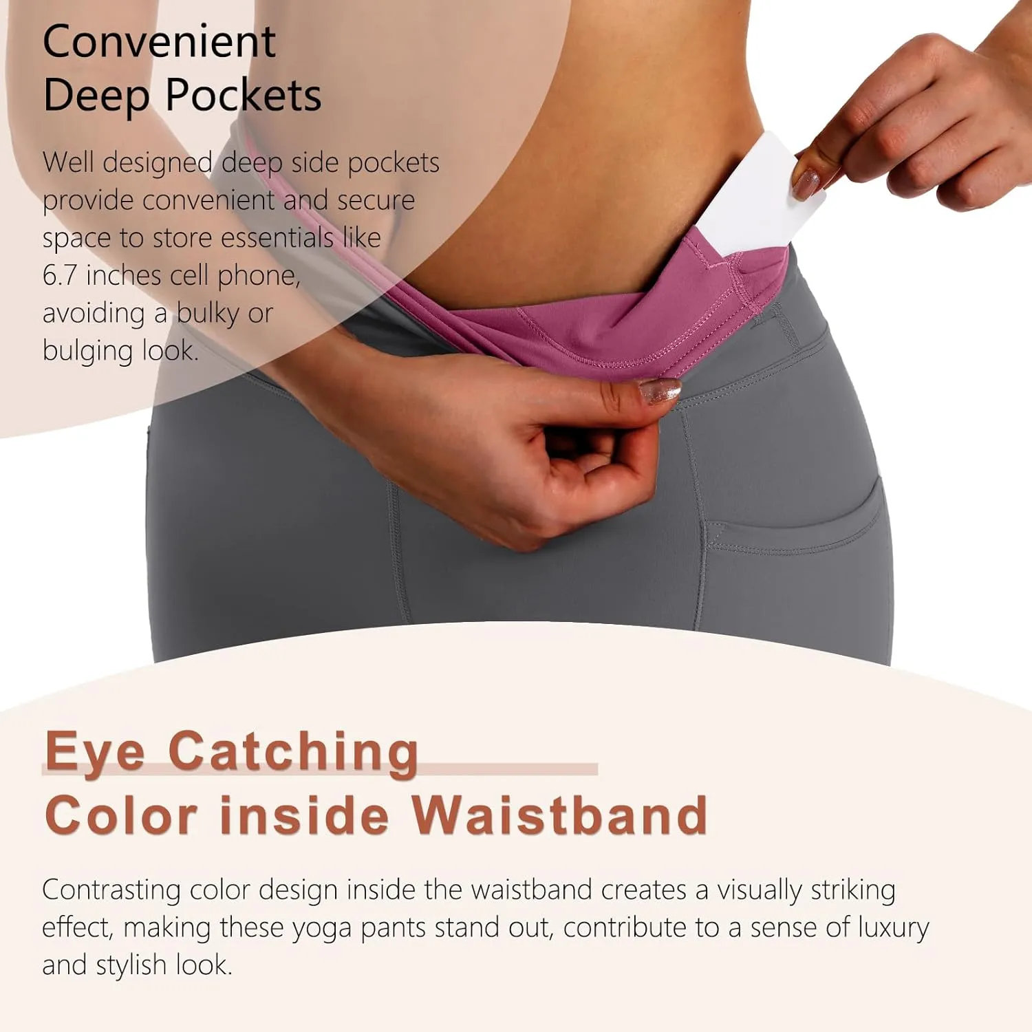 ALAVIKING Yoga Pants for Women Double Layer High Waisted Yoga Leggings Tummy Control Workout Pants with Pocket Stretchy