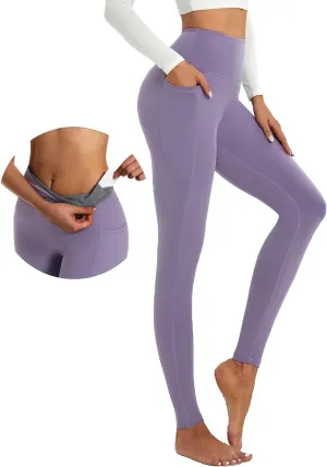 ALAVIKING Yoga Pants for Women Double Layer High Waisted Yoga Leggings Tummy Control Workout Pants with Pocket Stretchy