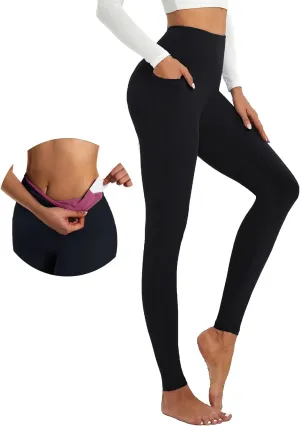 ALAVIKING Yoga Pants for Women Double Layer High Waisted Yoga Leggings Tummy Control Workout Pants with Pocket Stretchy