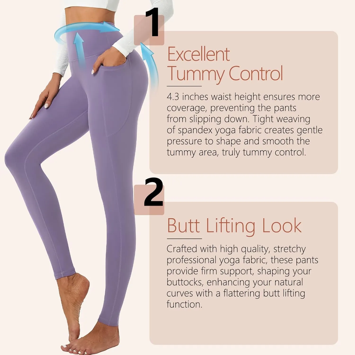ALAVIKING Yoga Pants for Women Double Layer High Waisted Yoga Leggings Tummy Control Workout Pants with Pocket Stretchy