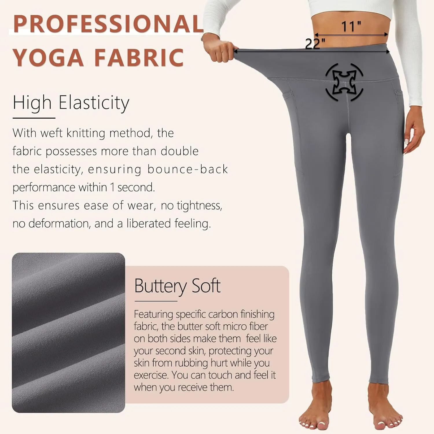 ALAVIKING Yoga Pants for Women Double Layer High Waisted Yoga Leggings Tummy Control Workout Pants with Pocket Stretchy