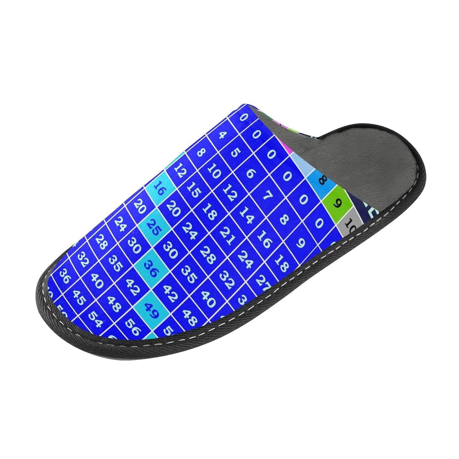 ALAZA Blue Multiplication Table Math Fuzzy Slippers for Women Men Warm Soft Lightweight Memory Foam House Slippers 10.5-11