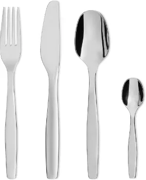 Alessi ANF06S24 Itsumo - Cutlery set composed of six table spoons, six table forks, six table knives, six coffee spoons in 18/10 stainless steel.
