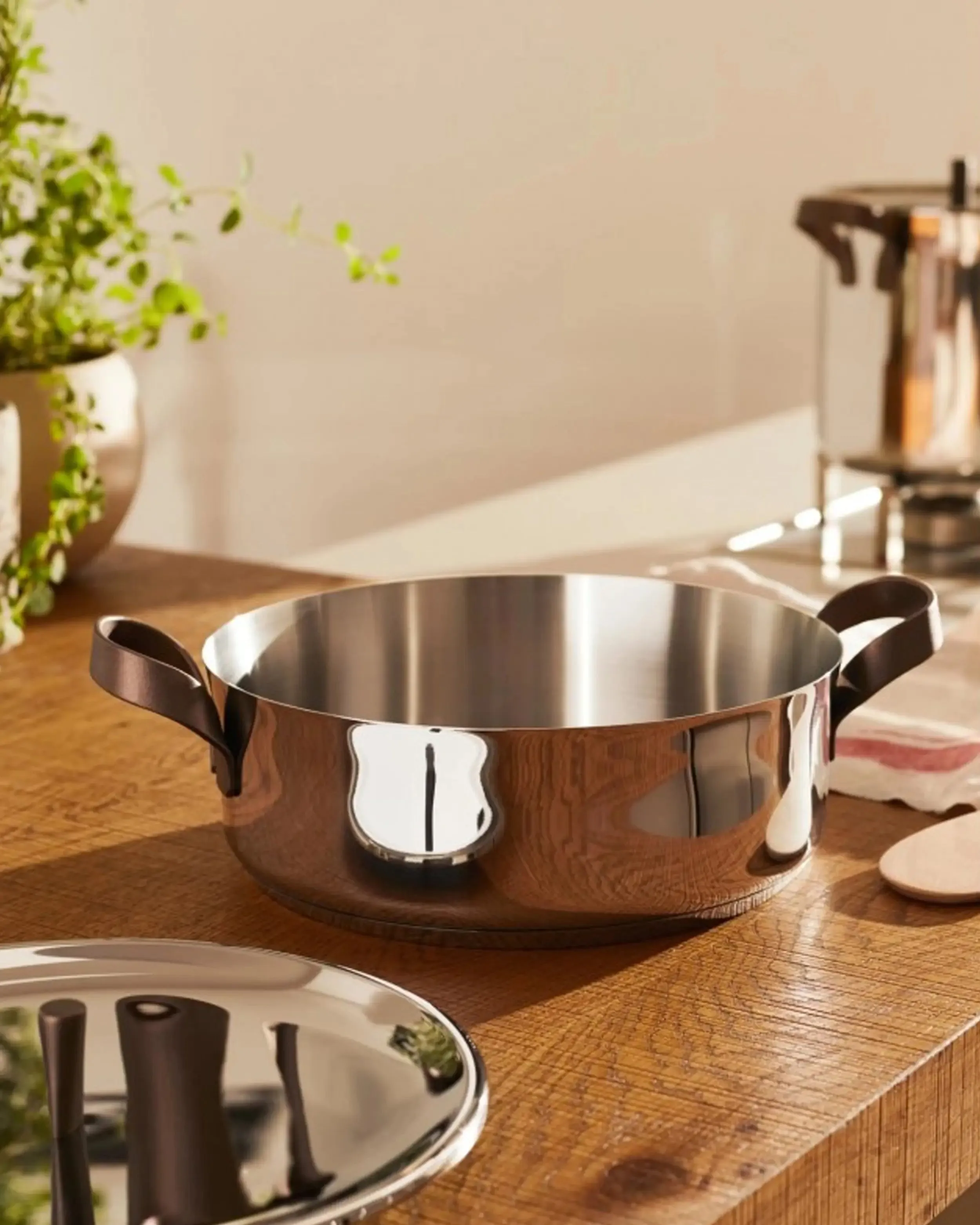 Alessi PU100S7 Edo cookware set 7 stainless steel with 3 lids