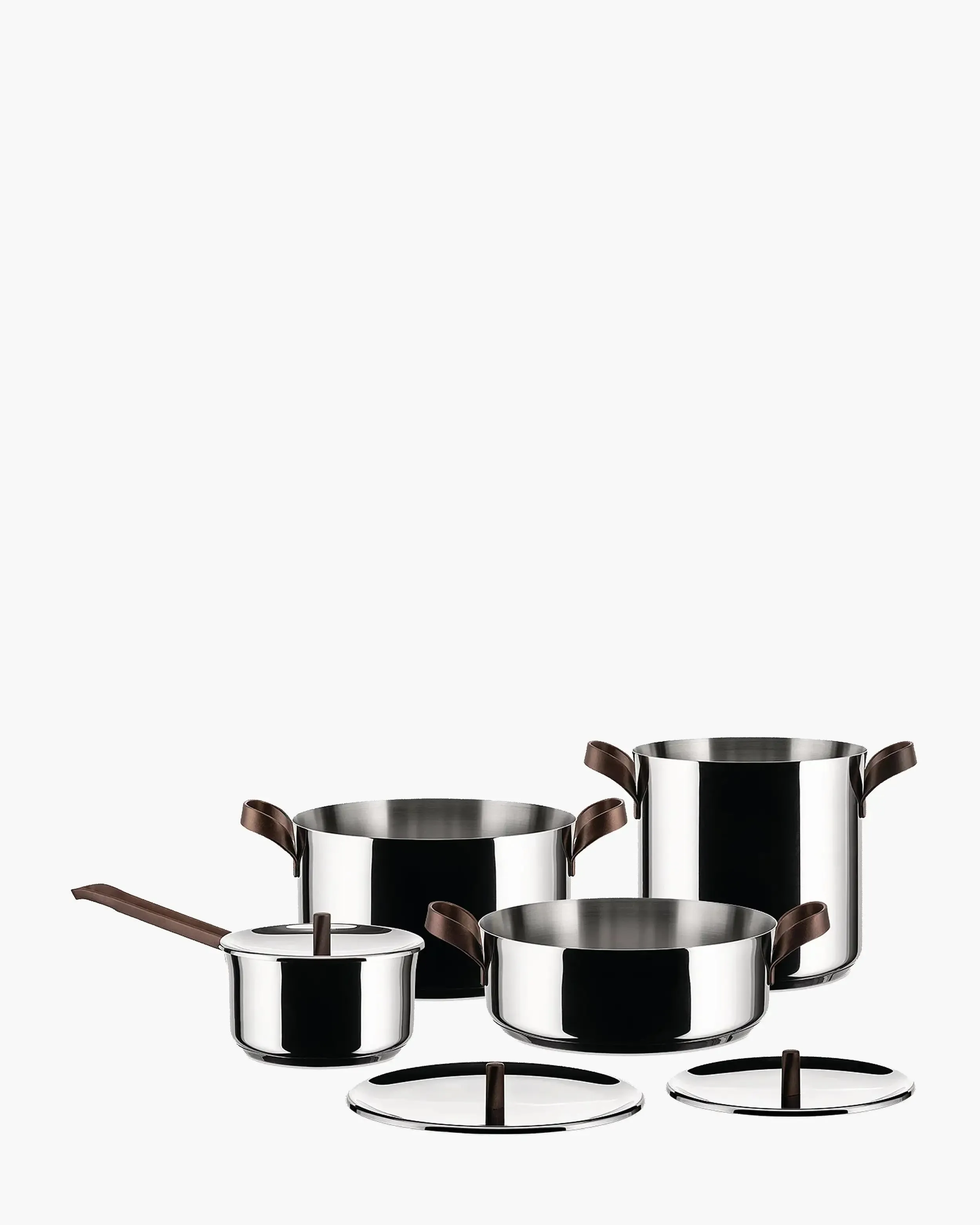 Alessi PU100S7 Edo cookware set 7 stainless steel with 3 lids
