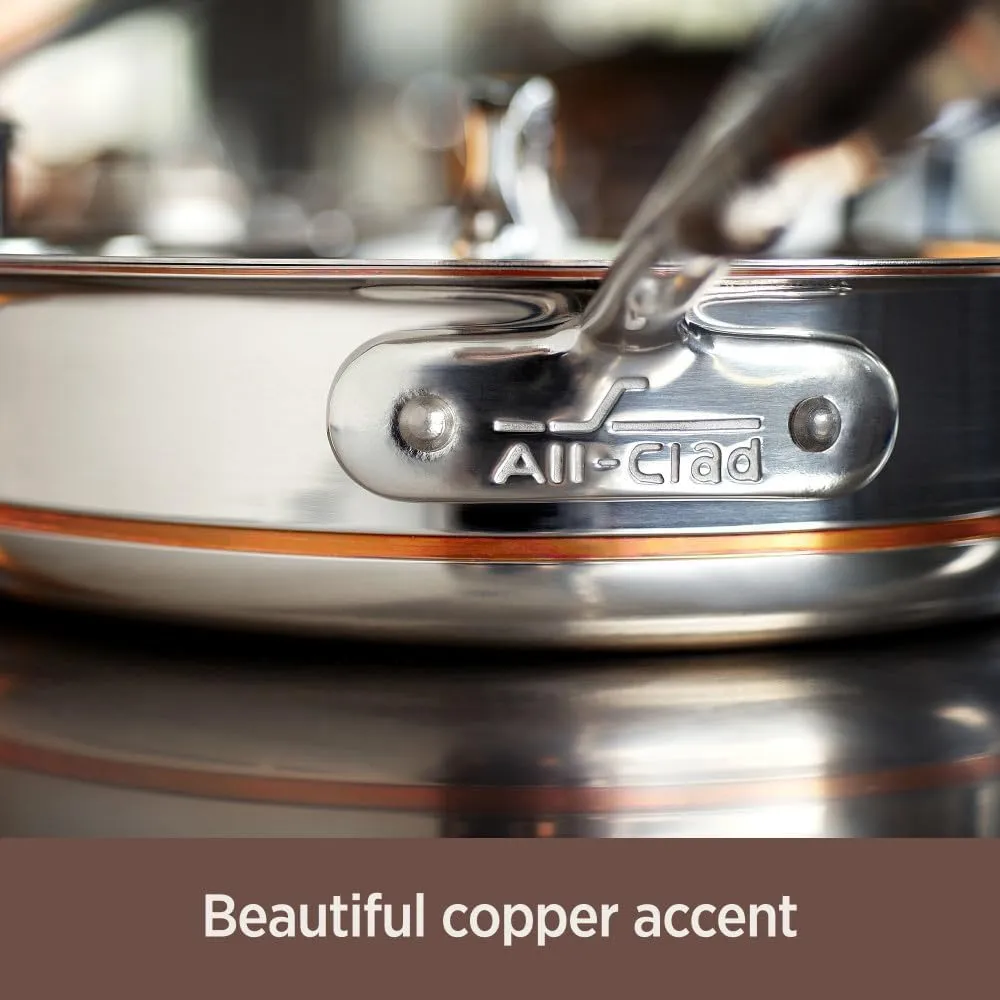 All-Clad Copper Core 5-Ply Stainless Steel Cookware Set 7 Piece Induction Oven Broiler Safe 600F Pots and Pans Silver