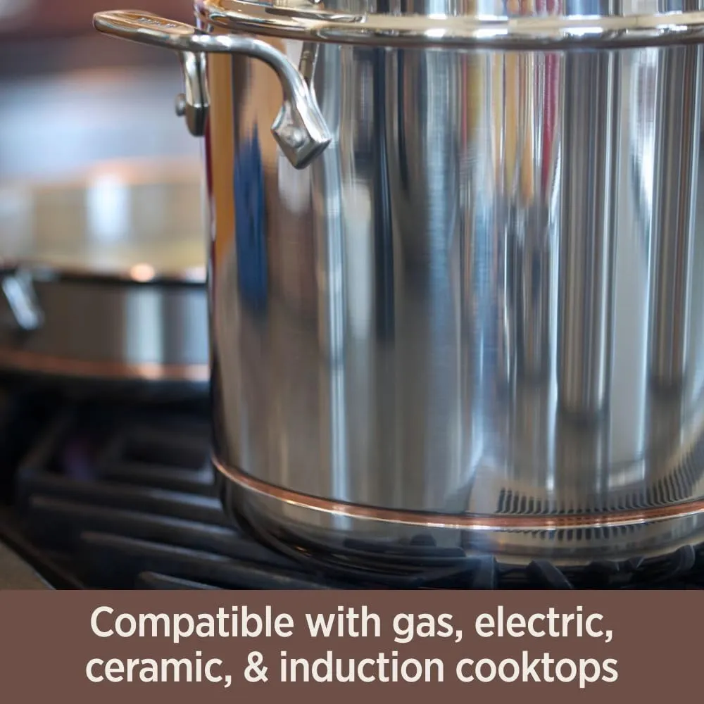 All-Clad Copper Core 5-Ply Stainless Steel Cookware Set 7 Piece Induction Oven Broiler Safe 600F Pots and Pans Silver
