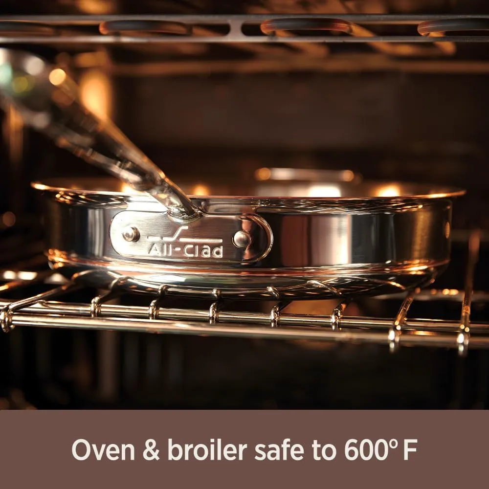 All-Clad Copper Core 5-Ply Stainless Steel Cookware Set 7 Piece Induction Oven Broiler Safe 600F Pots and Pans Silver