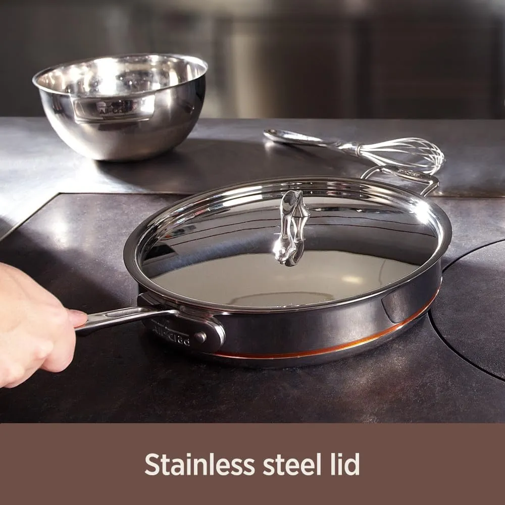 All-Clad Copper Core 5-Ply Stainless Steel Cookware Set 7 Piece Induction Oven Broiler Safe 600F Pots and Pans Silver