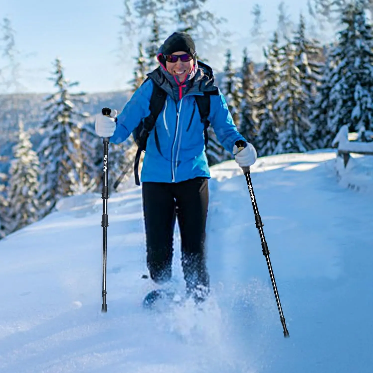 All Terrain Snowshoes with Trekking Poles,Lightweight Aluminum Snowshoes and Trekking Poles for Women/Men/Kids,Adjustable Ratchet Bindings and Carrying Tote Bag