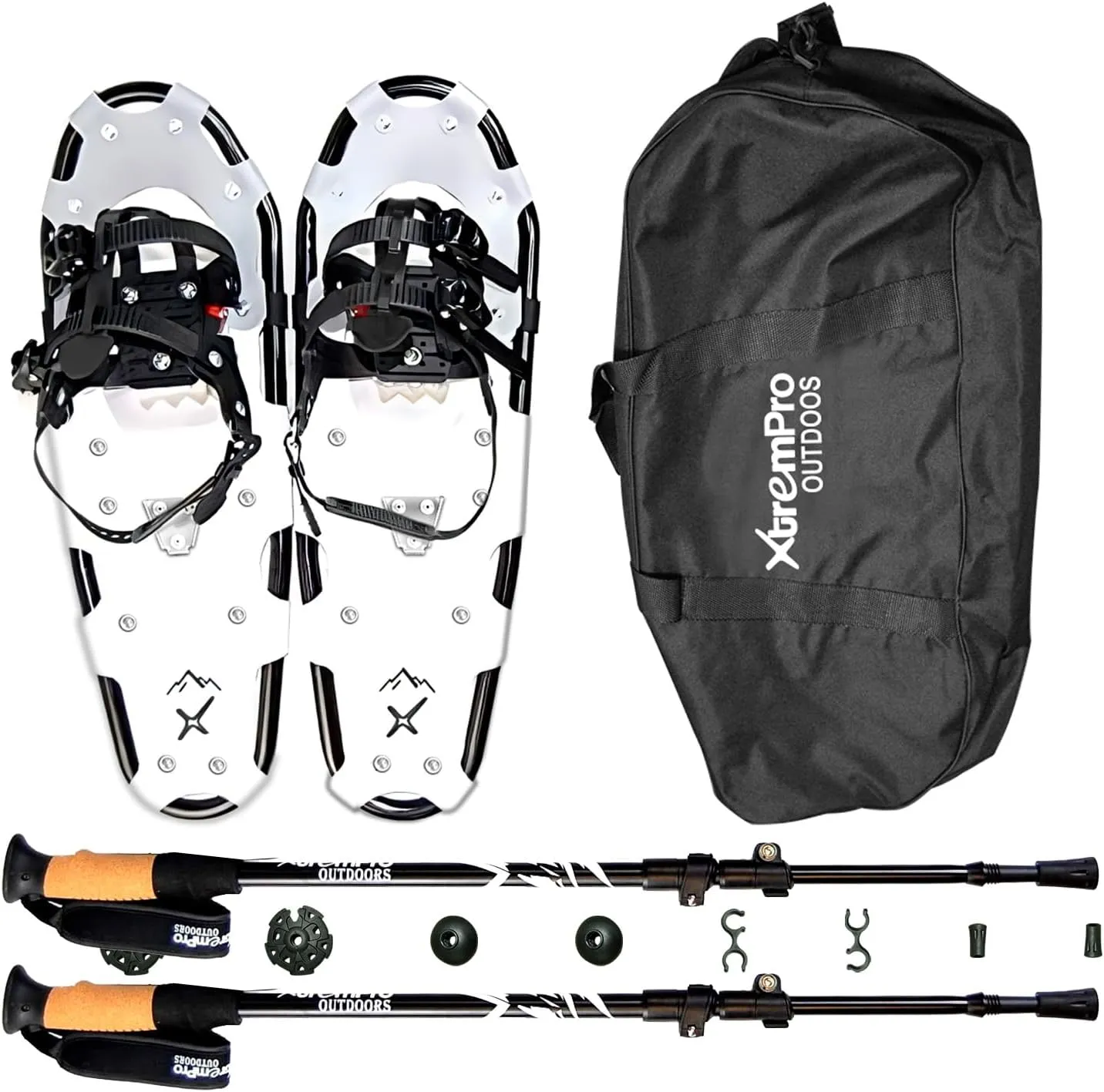All Terrain Snowshoes with Trekking Poles,Lightweight Aluminum Snowshoes and Trekking Poles for Women/Men/Kids,Adjustable Ratchet Bindings and Carrying Tote Bag